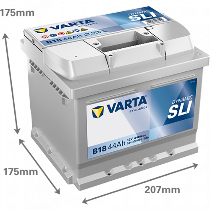 Аккумулятор Varta SLI B18 44R обр. пол. низкий 440A 207x175x175