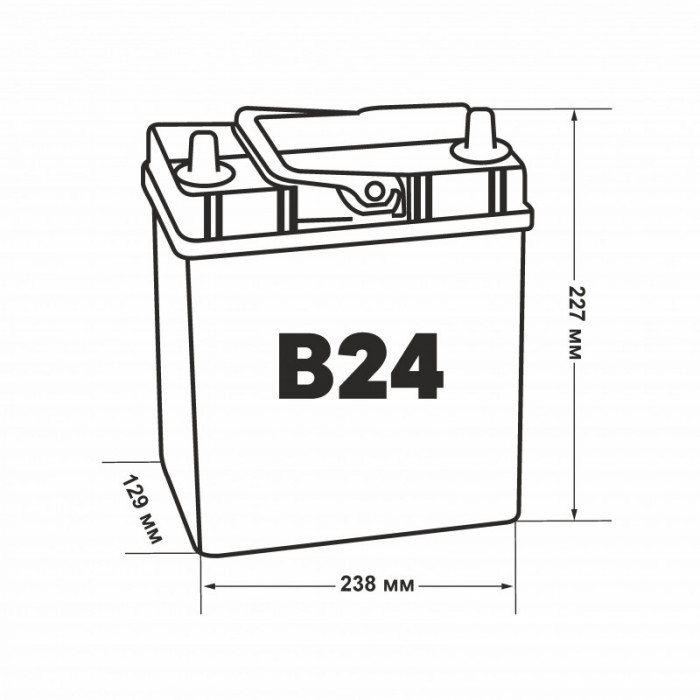 Аккумулятор Alphaline SD+ plus 70B24L 55R обр. пол. тонкие клеммы 500A 232x127x220