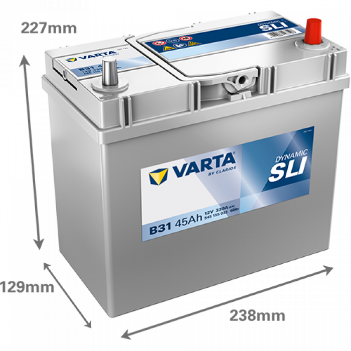 Аккумулятор VARTA SLI B31 45 Ач обр. пол. тонк. кл. 330A 238x129x227