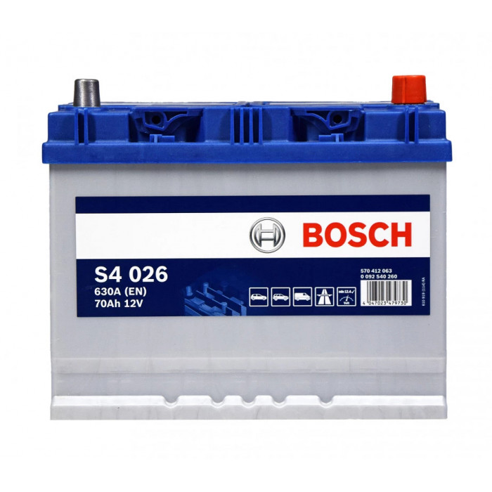 Аккумулятор Bosch S4 026 Asia 70R обр. пол. 630A 261x175x220