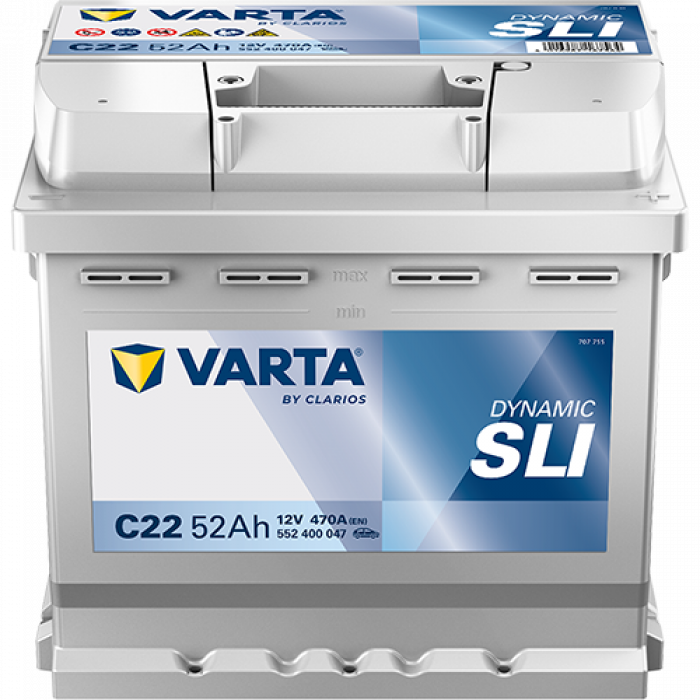Аккумулятор Varta SLI C22 52R обр. пол. 470A 207x175x190