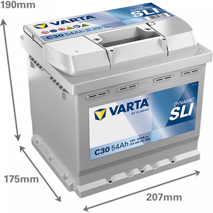 Аккумулятор Varta SLI C30 54R обр. пол. 530A 207x175x190