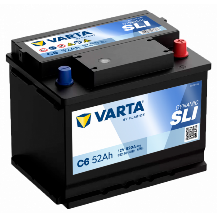Аккумулятор Varta SLI C6 L1 52R обр. пол. низкий 520A 207x175x175