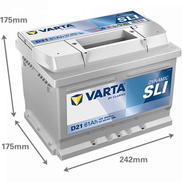 Аккумулятор Varta SLI D21 61 Ач обр. пол. низкий 600A 242x175x175