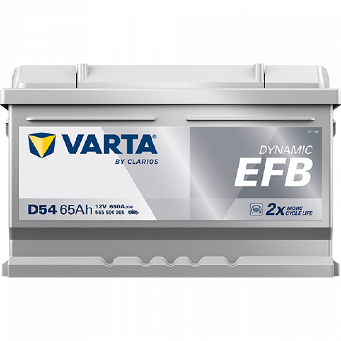 Аккумулятор Varta EFB D54 65 Ач обр. пол. низкий 650A 278x175x175