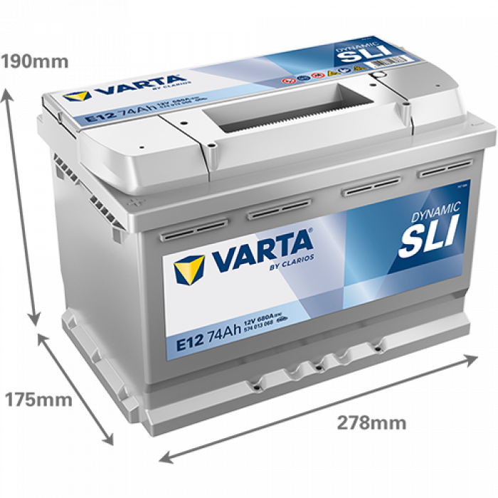 Аккумулятор Varta SLI E12 74 Ач прям. пол. 680A 278x175x190