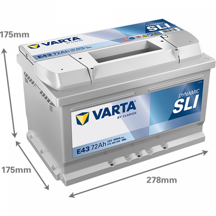 Аккумулятор Varta SLI E43 74 Ач обр. пол. низкий 680A 278x175x175