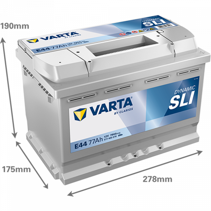 Аккумулятор Varta SLI E44 77 Ач обр. пол. 780A 278x175x190