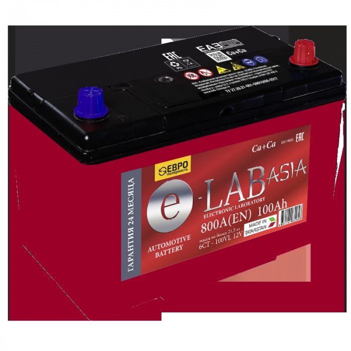Аккумулятор E-LAB Asia 100R обр. пол. 800A 306x173x220