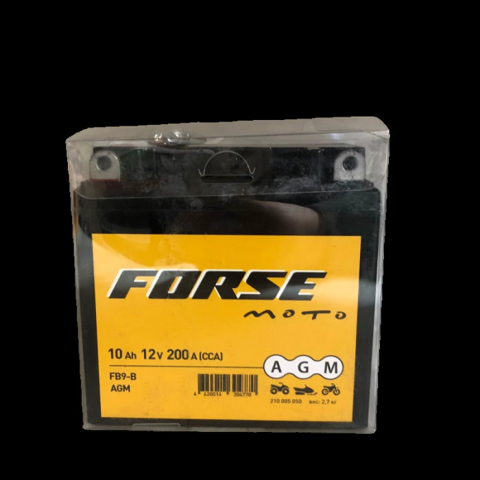 Аккумулятор FORSE MOTO AGM 10Ач 200A прям. пол. 135x75x139 (YB9-B, FB9-B)