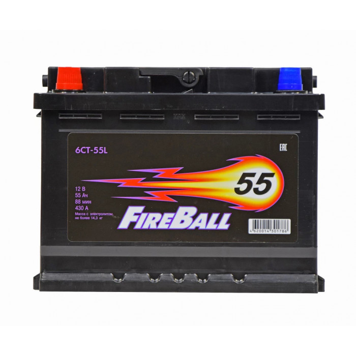 Аккумулятор FireBall 55L прям. пол. 430A 242x175x190