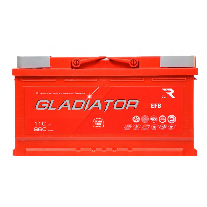 Аккумулятор GLADIATOR EFB 110L прям. пол. 960A 353х175х190