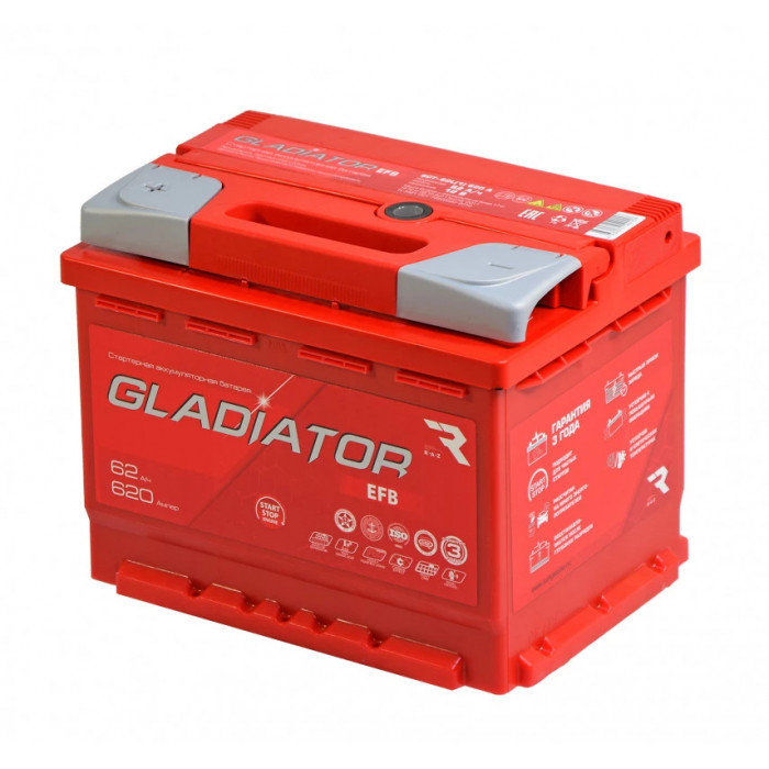 Аккумулятор GLADIATOR EFB 62R обр. пол. 620A 242х175х190
