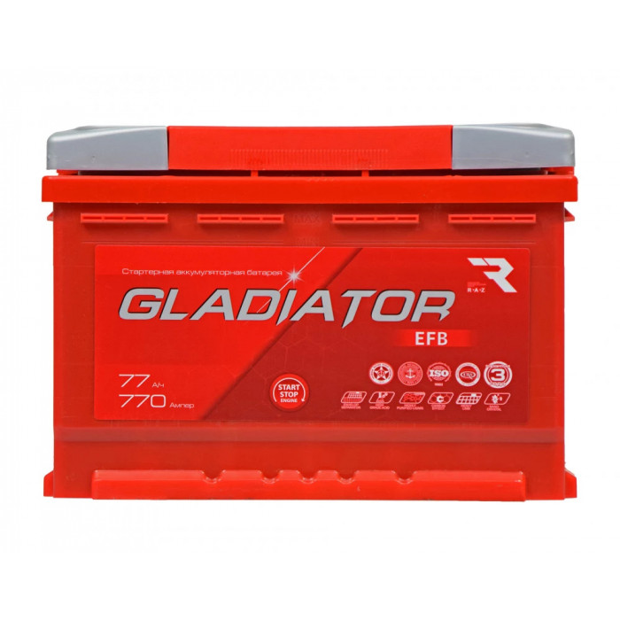 Аккумулятор GLADIATOR EFB 77R обр. пол. 770A 278х175х190