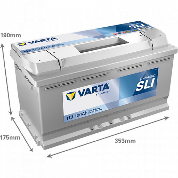 Аккумулятор Varta SLI H3 100 Ач обр. пол. 830A 353x175x190