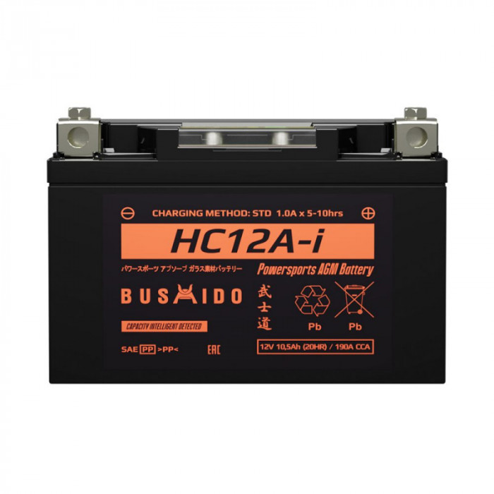 Аккумулятор Мото AGM BUSHIDO HC12A-i 11,5Ач 190A прям. пол. 150x86x104 (YTX9-BS, YTZ12S, YTZ14S)