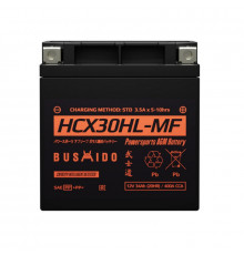 Аккумулятор Мото AGM BUSHIDO HCX30HL-MF 34Ач 400A обр. пол. 166x127x175 (YIX30L, GYZ32HL)