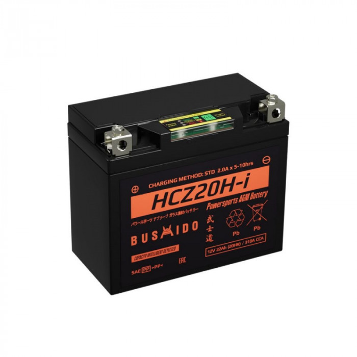 Аккумулятор Мото AGM BUSHIDO HCZ20H-i 22Ач 310A прям. пол. 177x88x155 (YTX20-BS, YTX20H)