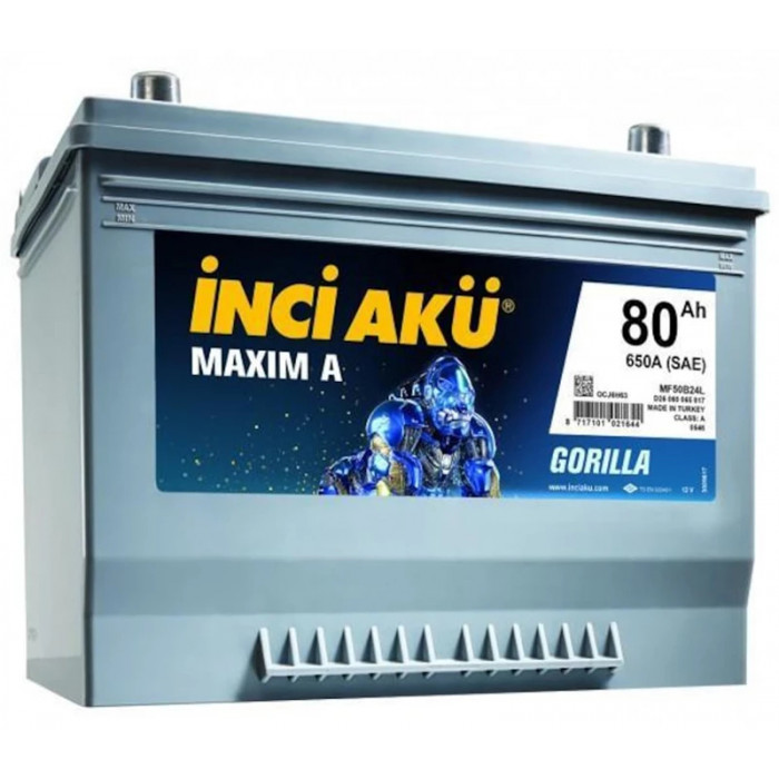 Аккумулятор INCI AKU Maxim A Asia 80L прям. пол. 650A 260x175x220