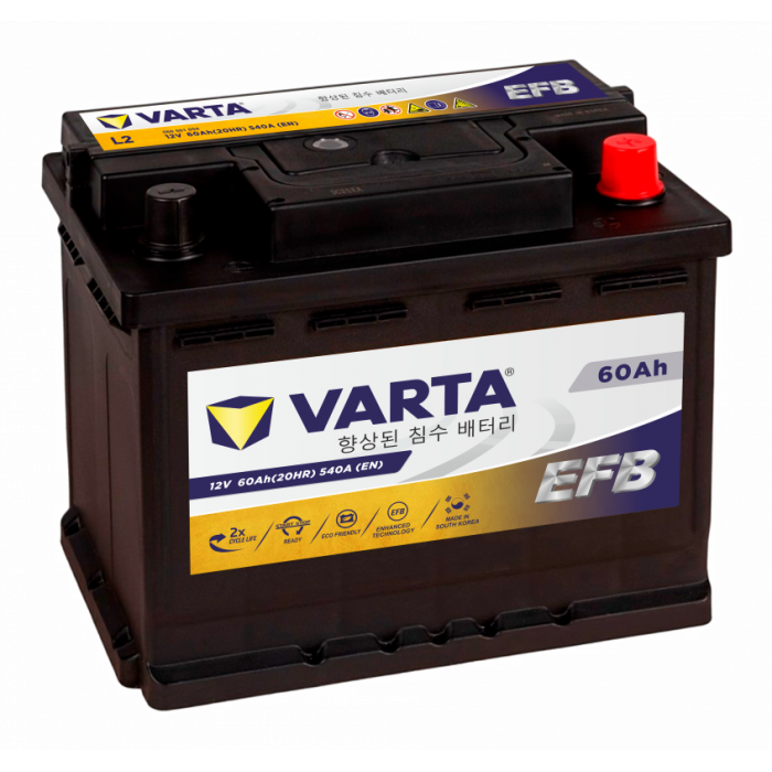 Аккумулятор Varta EFB L2 60R обр. пол. 540A 242x175x190