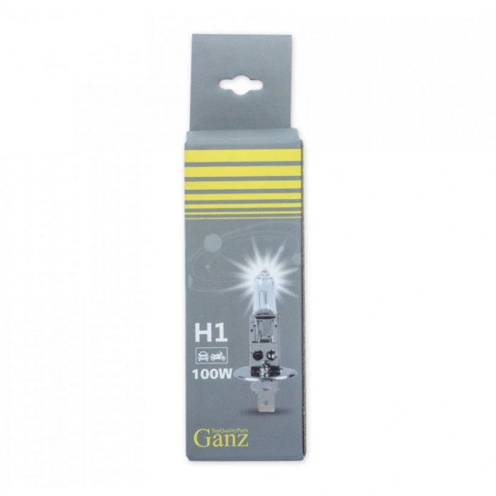 Лампа галогенная 12В H1 100W P14,5s GANZ (картон)