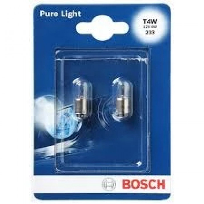 Лампа 12V T4W 4W BOSCH 2 шт. блистер 1 987 301 023 T4W габарит в фаре с цоколем