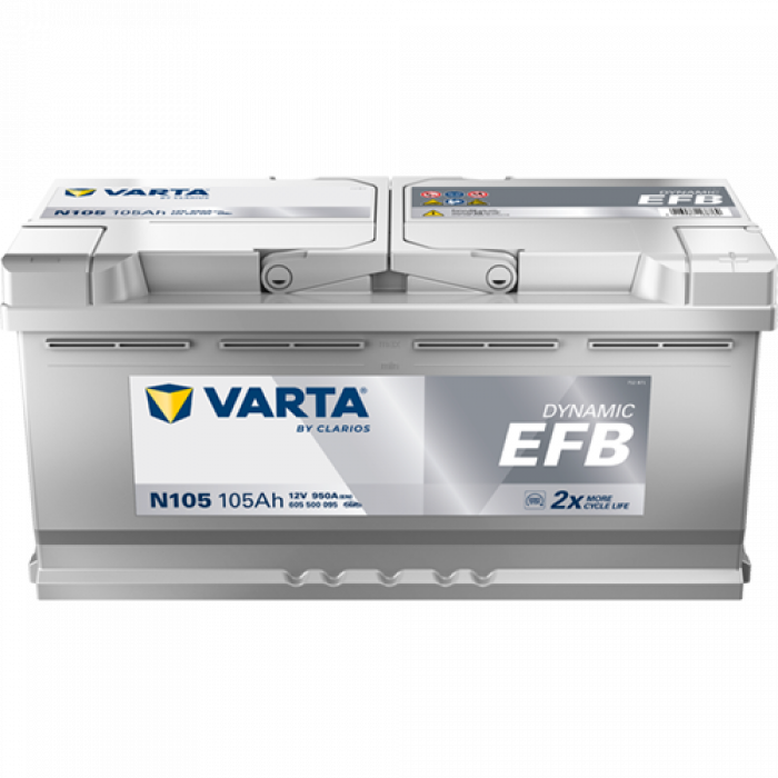 Аккумулятор Varta EFB N105 105 Ач обр. пол. 950A 394x175x190