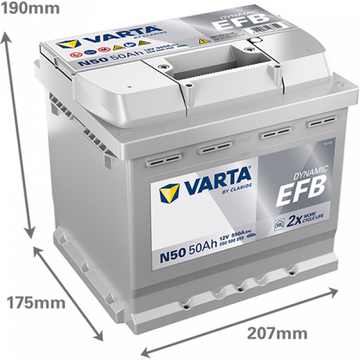 Аккумулятор Varta EFB N50 50 Ач обр. пол. 550A 207x175x190