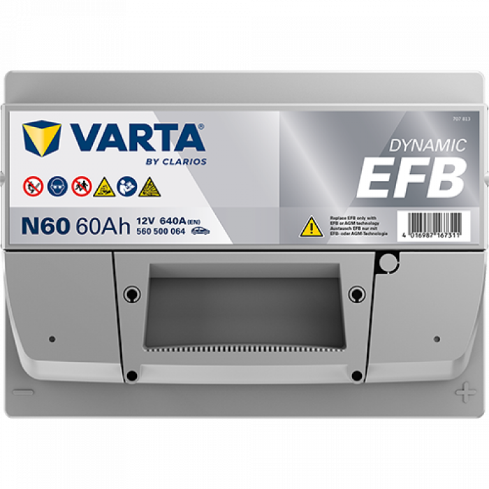 Аккумулятор Varta EFB N60 60 Ач обр. пол. 640A 242x175x190
