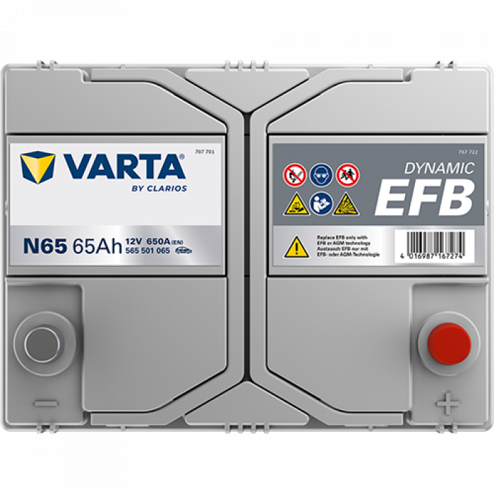 Аккумулятор Varta EFB N65 65 Ач обр. пол. 650A 232x173x225