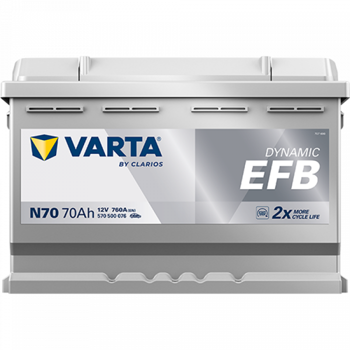 Аккумулятор Varta EFB N70 70 Ач обр. пол. 760A 278x175x190