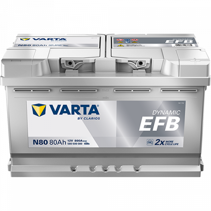Аккумулятор Varta EFB N80 80 Ач обр. пол. 800A 315x175x190