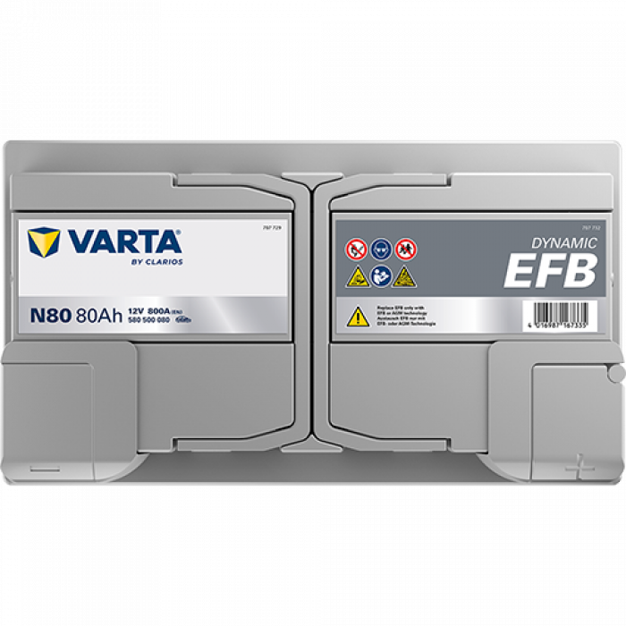 Аккумулятор Varta EFB N80 80 Ач обр. пол. 800A 315x175x190