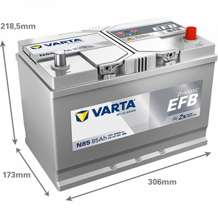 Аккумулятор Varta EFB N85 85 Ач обр. пол. 800A 306x173x225