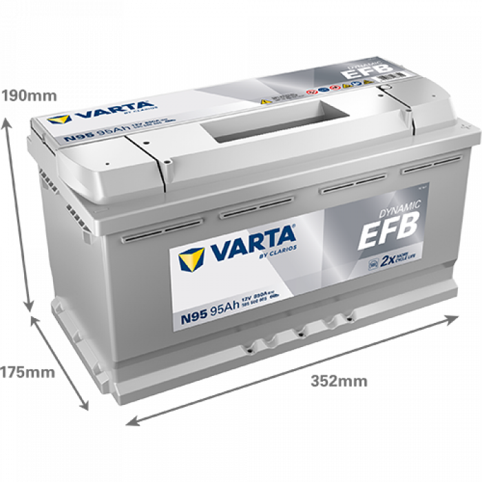 Аккумулятор Varta EFB N95 95 Ач обр. пол. 850A 353x175x190