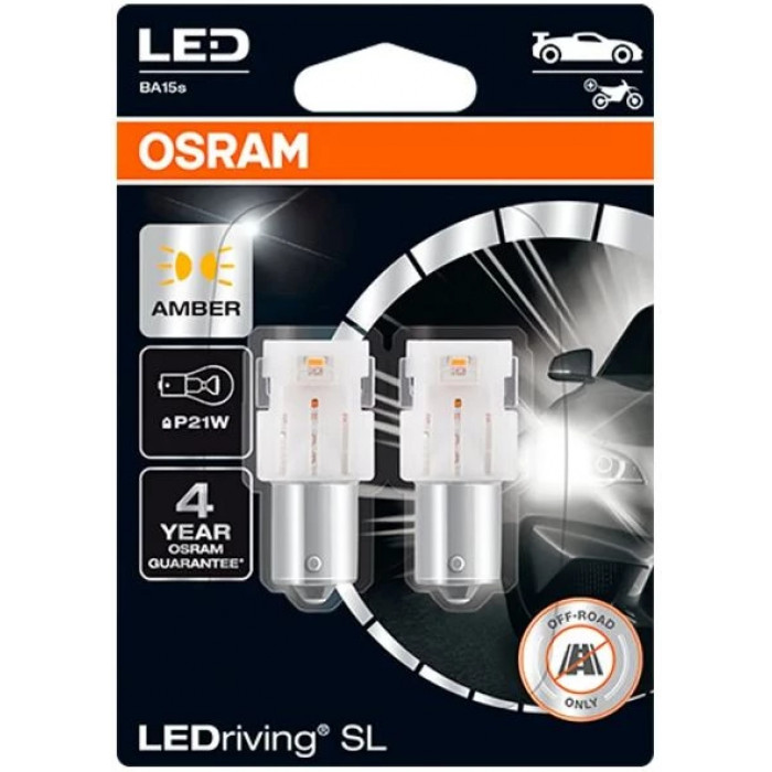 Лампа автомобильная P21W 12V-LED (BA15s) Amber (блистер 2 шт.) (Osram)