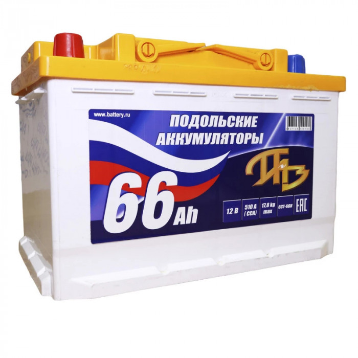 Аккумулятор ПАЗ 66R обр. пол. 550A 278х175х190