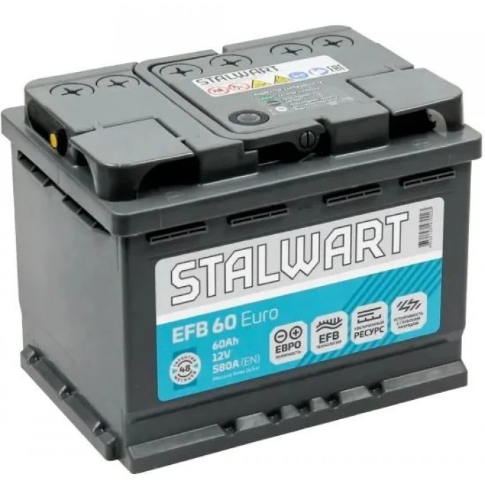 Аккумулятор STALWART EFB 60R обрат. пол. 580A 242x175x190