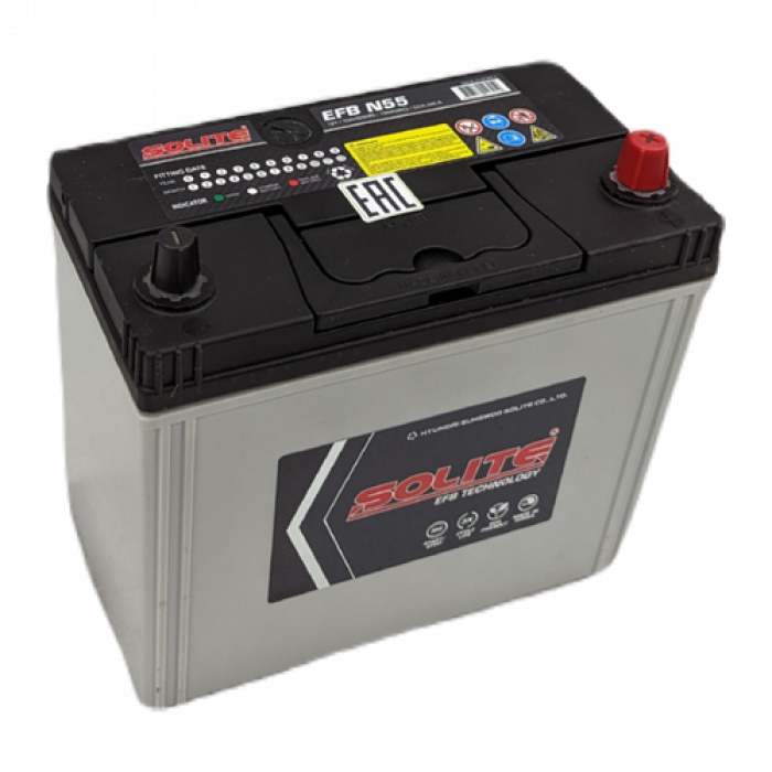 Аккумулятор Solite EFB N55 B24 50R обр. пол. тон. клеммы 470A 238x128x220