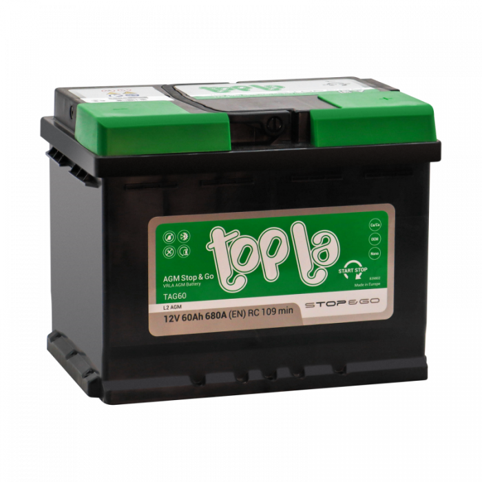 Аккумулятор Topla AGM STOP-N-GO 60Ач обр. пол. 680A 242x175x190