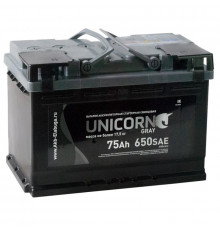 Аккумулятор UNICORN GREY 75L прям. пол. 600A 278x175x190