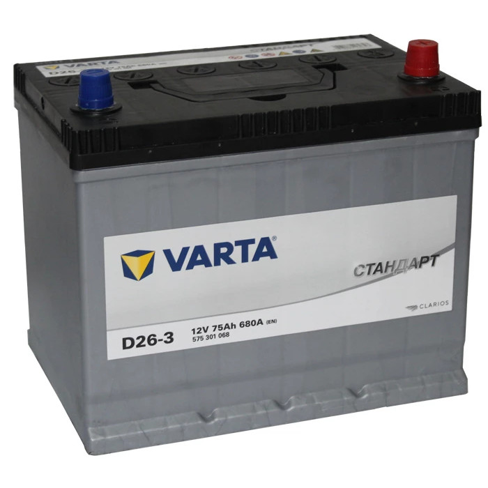 Аккумулятор Varta Стандарт Asia D26 75R обр. пол. 680A 258x173x223