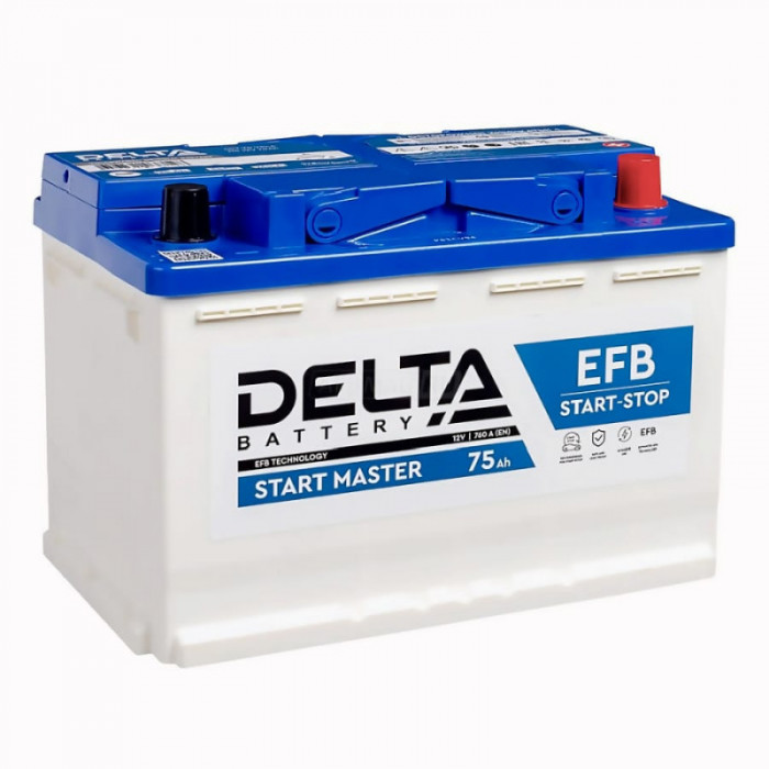 Аккумулятор DELTA EFB 75R обр. пол. 760А 278x175x190