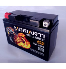 Аккумулятор для мототехники Moriarti HELL BIKE AGM 9Ач 210А прям. пол. 150х70х105 (YT9B-BS, СТ 1209.1)
