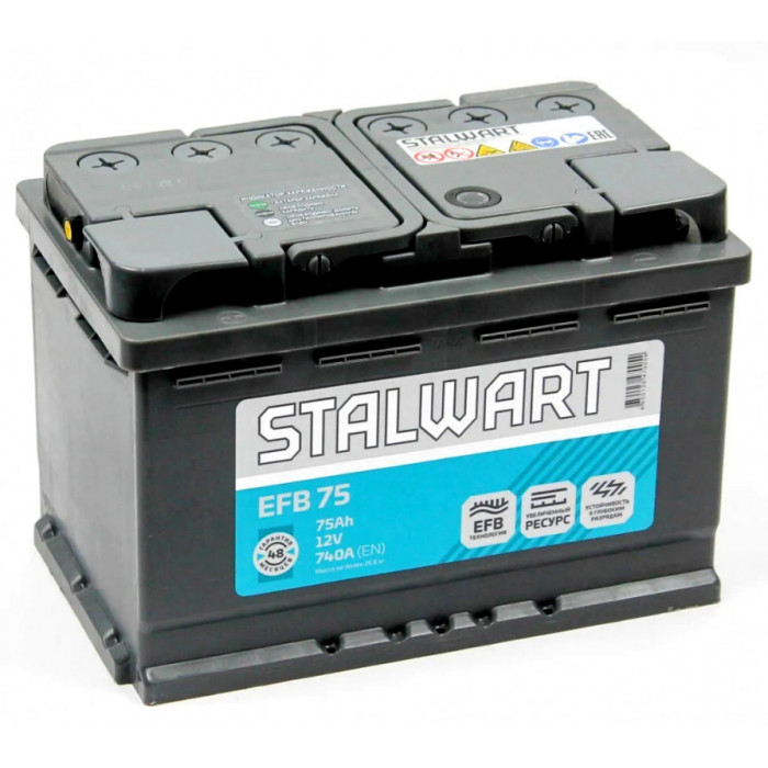 Аккумулятор STALWART EFB 75Ач прям. пол. 740А 278x175x190