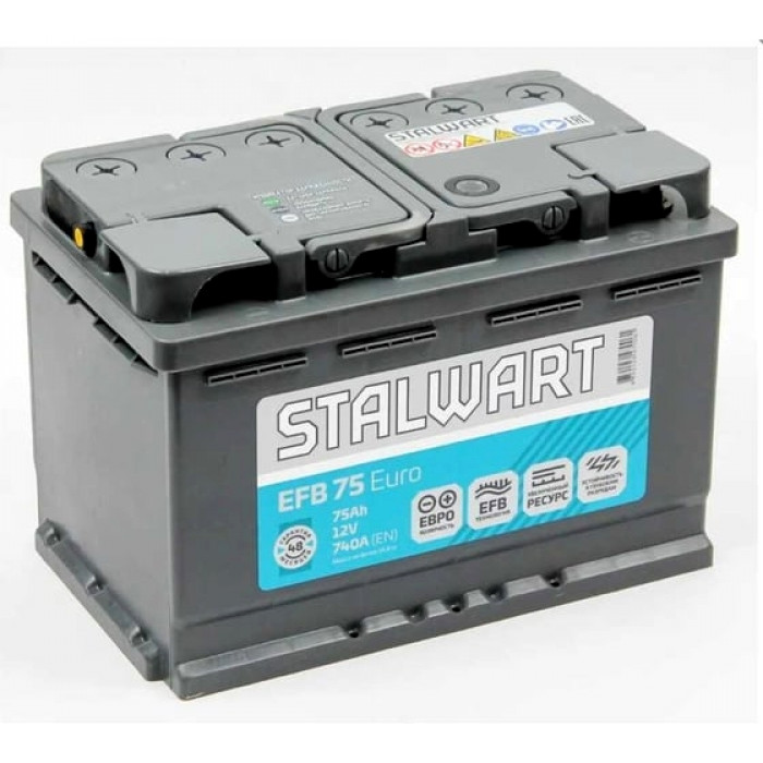 Аккумулятор STALWART EFB 75Ач обрат. пол. 740А 278x175x190