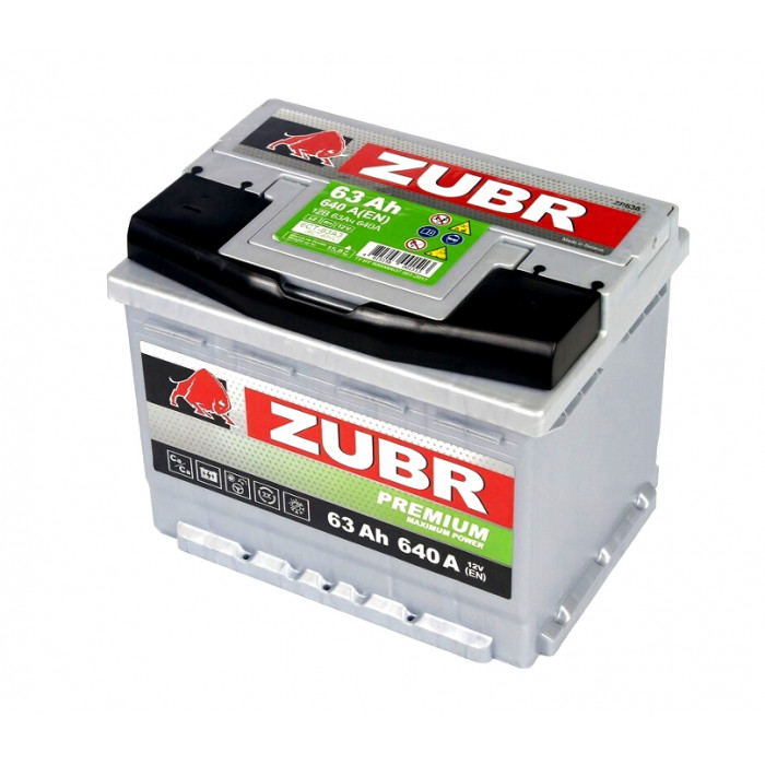Аккумулятор Zubr Pemium 63R обр. пол. 640А 242х175х190