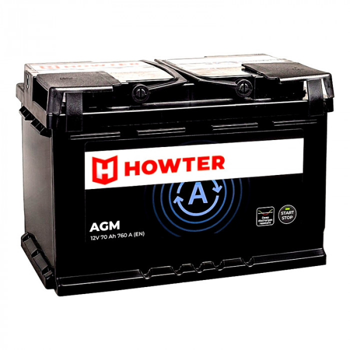 Аккумулятор HOWTER AGM 70R обр. пол. 760А 278x175x190