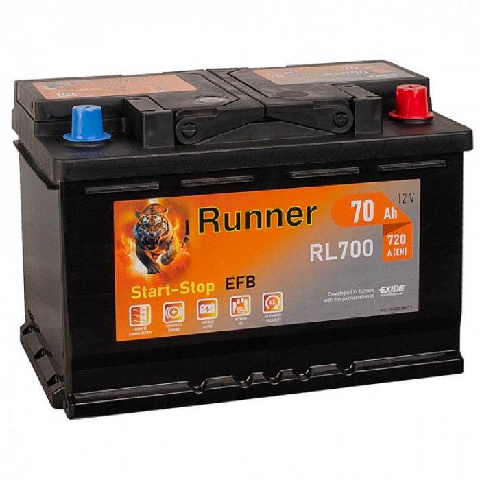 Аккумулятор RUNNER EFB L3 70R обр. пол. 760A 278x175x190