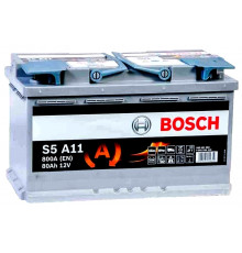 Аккумулятор BOSCH S5 A11 AGM 80Ah 800A (EN) о.п.(315х175х190) 580 901 080